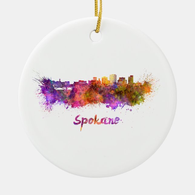 Adorno De Cerámica Spokane skyline in watercolor (Frente)