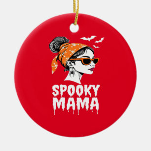 Adorno De Cerámica Spooky Mama Halloween Retro Design