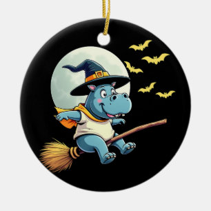 Adorno De Cerámica Spooky Pastel Halloween Baby Moo Deng Hippo