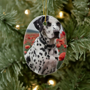 Adorno De Cerámica **"Spots of Joy: Dalmatian in a Red Poppy Field"**