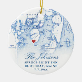 Adorno De Cerámica Spruce Point Inn Maine Nueva Navidad