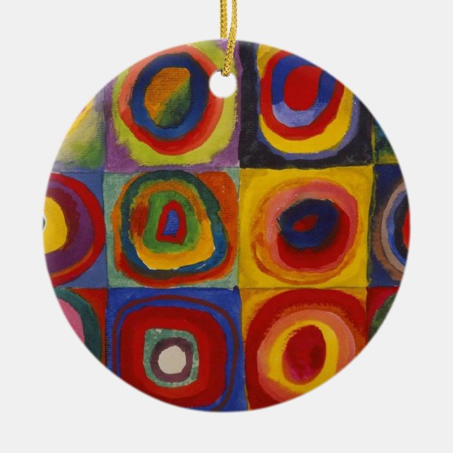Adorno De Cerámica Squares With Concentric Circles (Frente)
