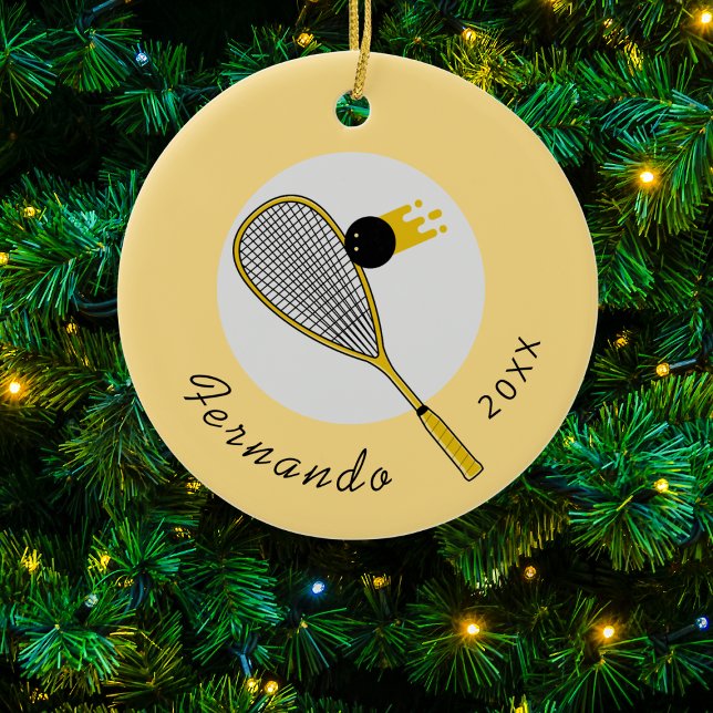 Adorno De Cerámica Squash Player Coach Racket & Ball Name Year Sports (Subido por el creador)