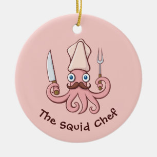 Adorno De Cerámica Squid Chef Personalizado