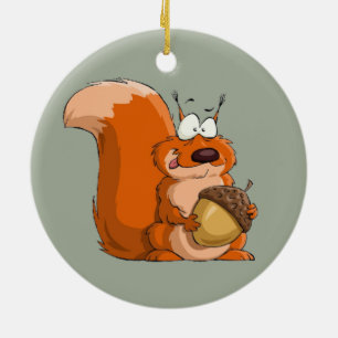 ADORNO DE CERÁMICA SQUIRREL HOLDING ACORN