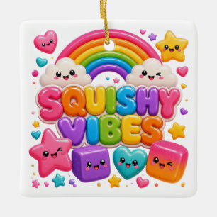 Adorno De Cerámica Squishy Vibes Lindos Kawaii Estrellas Arcoíris Omb