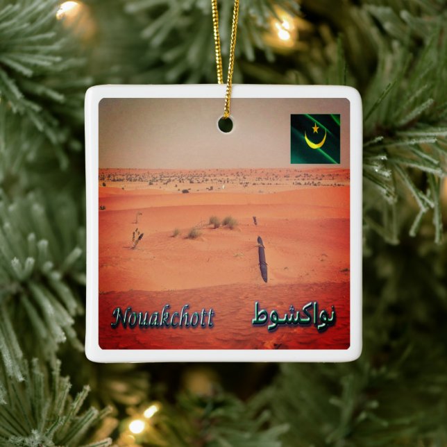 Adorno De Cerámica SR.010 NOUAKCHOTT, Panorama, Mauritania, (Árbol)