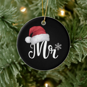 Adorno De Cerámica Sr Claus Parejas Navidades Pajamas Santa