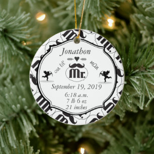 Adorno De Cerámica Sr. Mustache Lil Man Baby Boy Stats