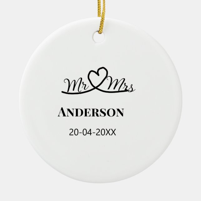 Adorno De Cerámica Sr & Sra agregar apellido fecha año favor de boda  (Frente)