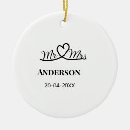 Adorno De Cerámica Sr & Sra añaden nombre de familia fecha año favor 