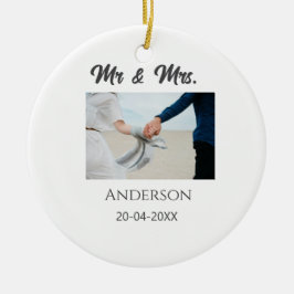 Adorno De Cerámica Sr. y Sra. añada apellido fecha año de boda favor 