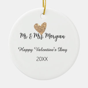 Adorno De Cerámica Sr y Sra nombre feliz día de San Valentín corazón 