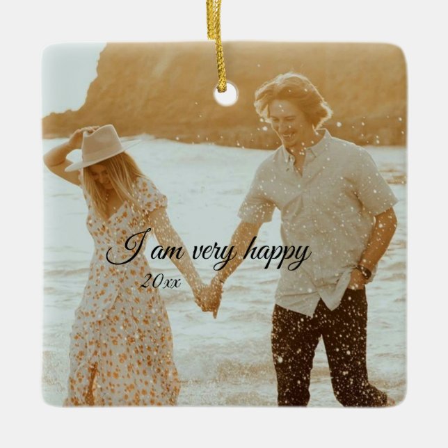 Adorno De Cerámica Sr. Y Sra. Photo, Nuestra Primera Navidad (Anverso)