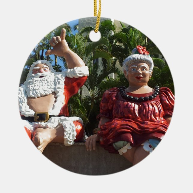 Adorno De Cerámica Sr. y Sra. Santa Claus (Frente)