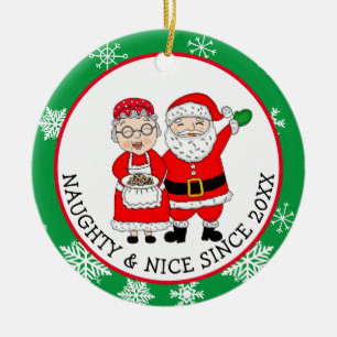 Adorno De Cerámica Sr. y Sra. Santa Claus Navidades personalizados