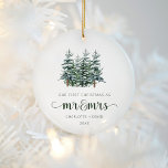 Adorno De Cerámica Sr. y Sra. Winter Forest Watercolor Navidades<br><div class="desc">Sr. y Sra. Winter Forest Watercolor Navidades de cerámica</div>