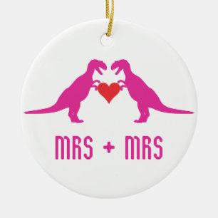 Adorno De Cerámica Sra.+Sra.- El amor es amor dinosaurios