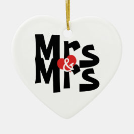 Adorno De Cerámica Sra. y Sra. Boda Lésbica Personalizada Negrita