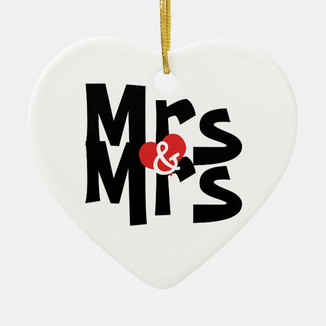 Adorno De Cerámica Sra. y Sra. Boda Lésbica Personalizada Negrita (Frente)