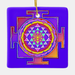 Adorno De Cerámica Sri Yantra - Hinduism Symbol Design 1