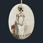 Adorno De Cerámica "Srta. Bennet"<br><div class="desc">Esta placa de moda hermosa del vintage que he restaurado cariñosamente evoca la esencia de los trabajos de Jane Austen inglés quintaesencial autor. ©WickedlyLovely</div>