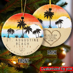 Adorno De Cerámica St. Augustine Beach Florida Souvenirs Retro Sunset<br><div class="desc">La playa de St. Augustine Florida Vintage Souvenirs de los años 60. St. Augustine Beach Florida - Retro Tropical Palm Tree Souvenirs Vintage diseño hace un gran Navidad o regalo de cumpleaños para los amantes de la playa de St. Augustine Beach. El diseño retro de la vibra de verano es...</div>