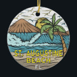 Adorno De Cerámica St Augustine Beach Florida Vintage<br><div class="desc">La playa de St Augustine es un ilustracion con las montañas y las olas del océano al fondo. Perfecto para los amantes de la playa de St Augustine.</div>