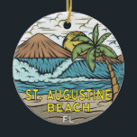 Adorno De Cerámica St Augustine Beach Florida Vintage<br><div class="desc">La playa de St Augustine es un ilustracion con las montañas y las olas del océano al fondo. Perfecto para los amantes de la playa de St Augustine.</div>