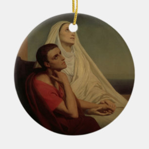 Adorno De Cerámica St Augustine y su St. Mónica, 1855 de la madre