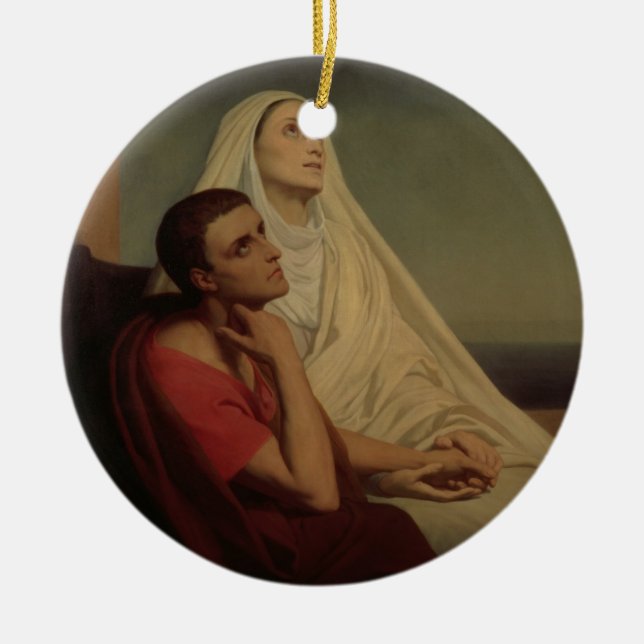 Adorno De Cerámica St Augustine y su St. Mónica, 1855 de la madre (Frente)
