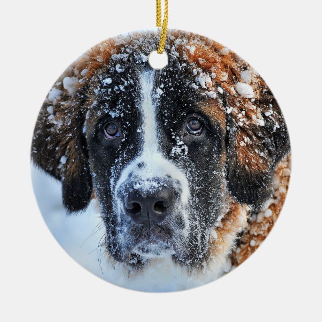 Adorno De Cerámica St Bernard in the Snow (Frente)