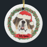 Adorno De Cerámica St. Bernard personalizado<br><div class="desc">Haz la lista este año con un adorno personalizado de tu dulce San Bernardo. Para los regalos más dulces,  ¡emparejételos con una impresión de arte equivalente u otro artículo de mi colección!</div>