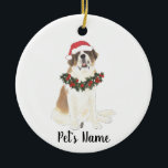 Adorno De Cerámica St. Bernard personalizado<br><div class="desc">Haz la lista este año con un adorno personalizado de tu dulce elfo de St. Pernard! Para los regalos más dulces,  ¡emparejételos con una impresión de arte equivalente u otro artículo de mi colección!</div>