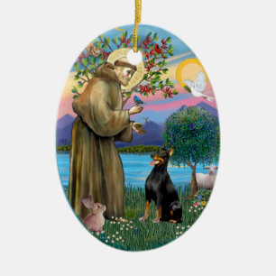 Adorno De Cerámica St Francis (W) - Doberman Pinscher 1