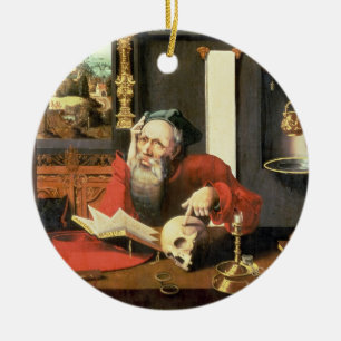Adorno De Cerámica St Jerome en su estudio