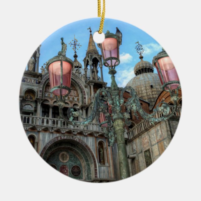 Adorno De Cerámica St. Marks and Lamp, Venecia, Italia (Frente)