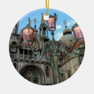 Adorno De Cerámica St. Marks y lámpara, Venecia, Italia