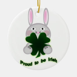Adorno De Cerámica St. Patricks Bunny Orgulloso de ser el Shamrock ir