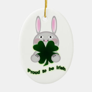 Adorno De Cerámica St. Patricks Bunny Orgulloso de ser el Shamrock ir