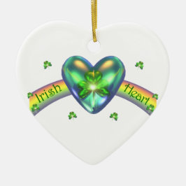 Adorno De Cerámica St. Patricks Day Irlandés Shamrock Heart