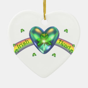 Adorno De Cerámica St. Patricks Day Irlandés Shamrock Heart