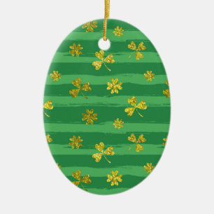 Adorno De Cerámica st patricks shamrock dorado