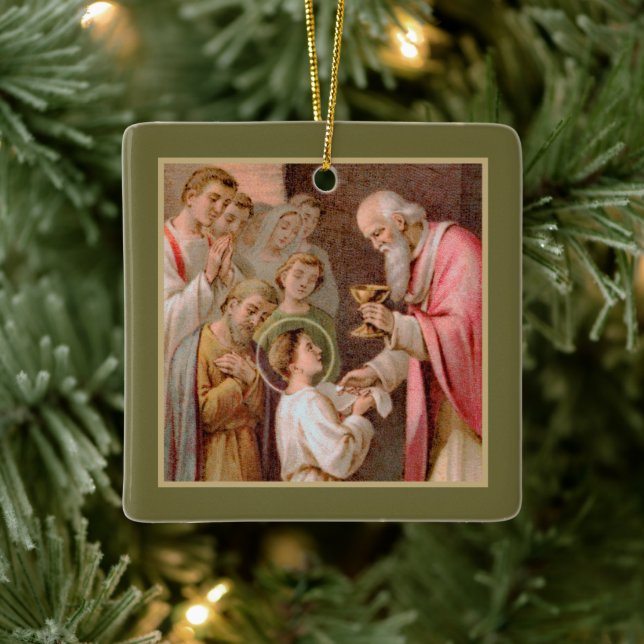 Adorno De Cerámica St. Tarcisius recibiendo la Eucaristía (BL 02) x2 (Árbol)
