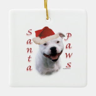 Adorno De Cerámica Staffordshire Bull Terrier Santa Paws