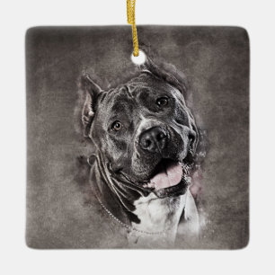 Adorno De Cerámica Staffordshire Terrier americano - Amstaff