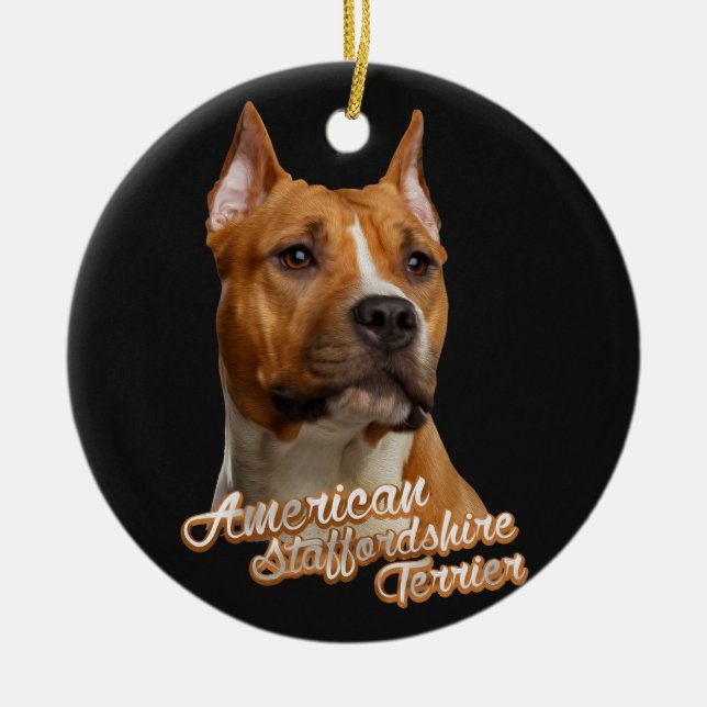 Adorno De Cerámica Staffordshire Terrier americano - Amstaff (Frente)