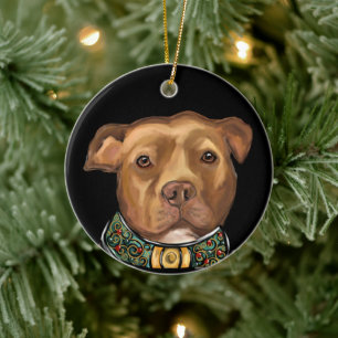 ADORNO DE CERÁMICA STAFFORDSHIRE TERRIER ESTADOUNIDENSE 