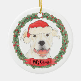 Adorno De Cerámica Staffy de Pitbull blanco personalizado