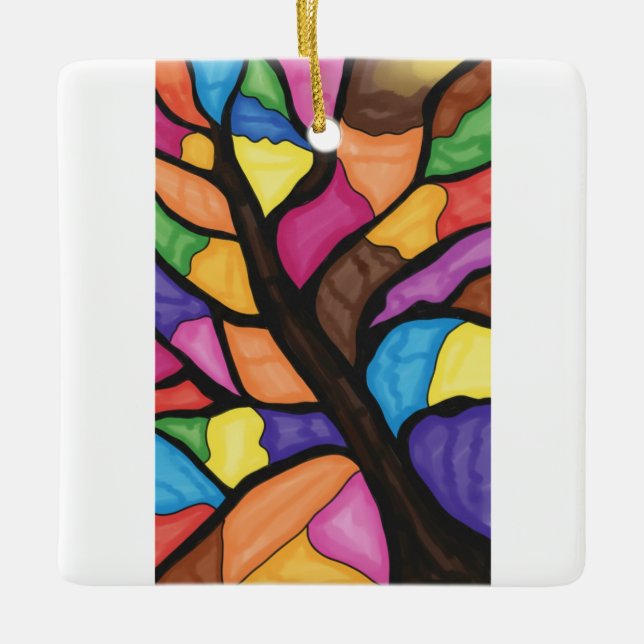 Adorno De Cerámica Stain glass tree art  (Anverso)